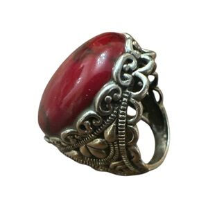 Elegant Red and Silver Ring